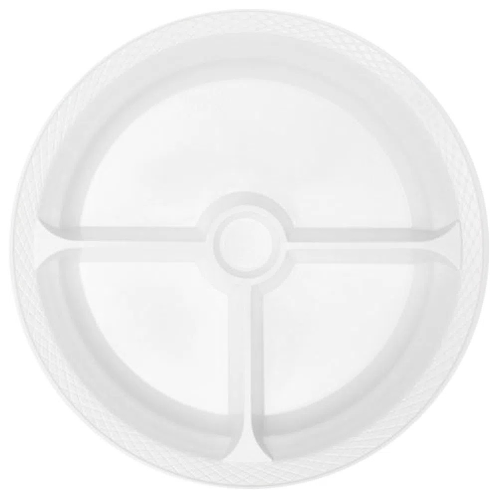 Prato Descartável com Divisória 26cm Branco 10 Unidades - Trik Trik em Oferta na Shopee