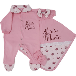 Saída de Maternidade Bebê Menina Personalizado Nome em Oferta na Shopee