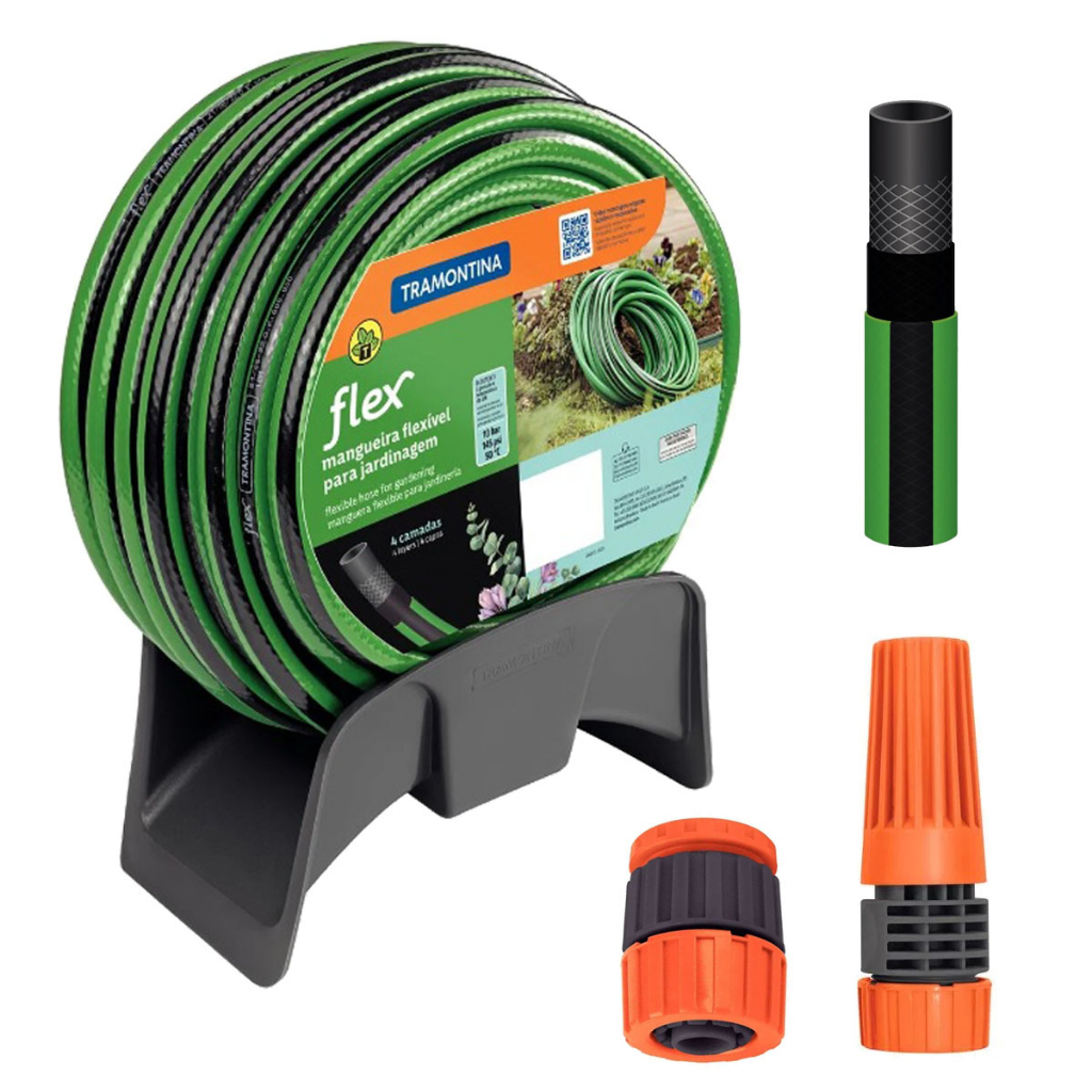 Kit Mangueira 1/2 4 Camadas Jardim Tramontina com Suporte em Oferta na Shopee