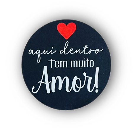 Etiquetas adesivas "Aqui dentro tem muito amor" com 100 unidades em Oferta na Shopee