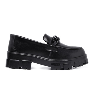 Mocassim Feminino Tratorado Corrente Preta em Oferta na Shopee