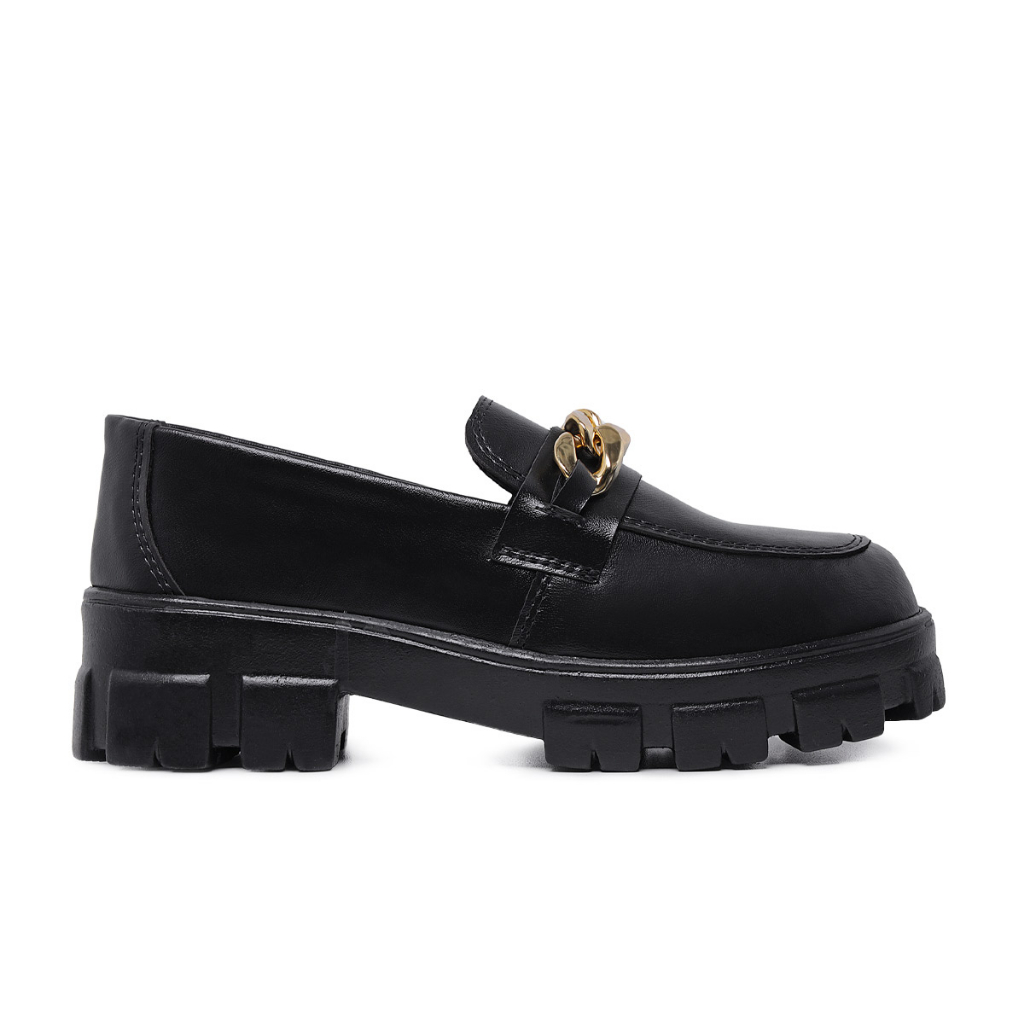 Mocassim Feminino Tratorado Corrente Ouro