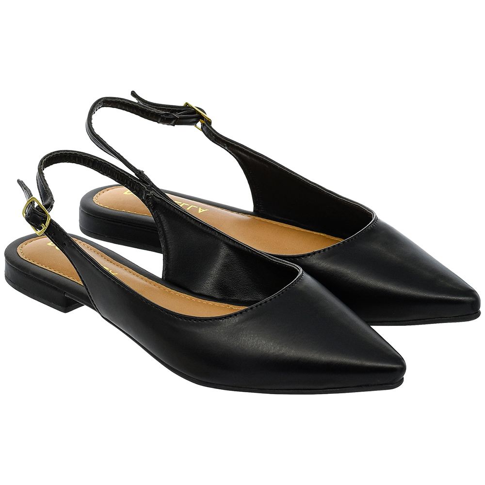 Sapatilha Slingback Rasteira Feminina Aberta Bico Fino Classica Lisa Casual Social Dia aDia Novo Confortavel Rasteirinha