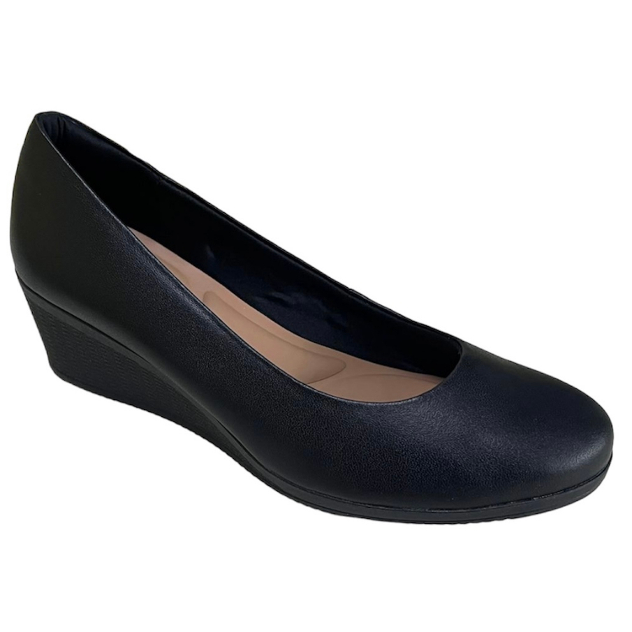 Sapato Feminino Anabela Tipo Ortopédico Couro Usaflex 3811