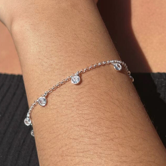 Pulseira Bracelete Feminina Pedra Zirconia Ponto De Luz Prata 925 - Fashion Accessories