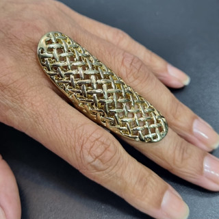 Anel Cobre Dedo Dourado Quadriculado - N. 17, 18, 19, 20 Vários Tamanhos - Lindíssimo