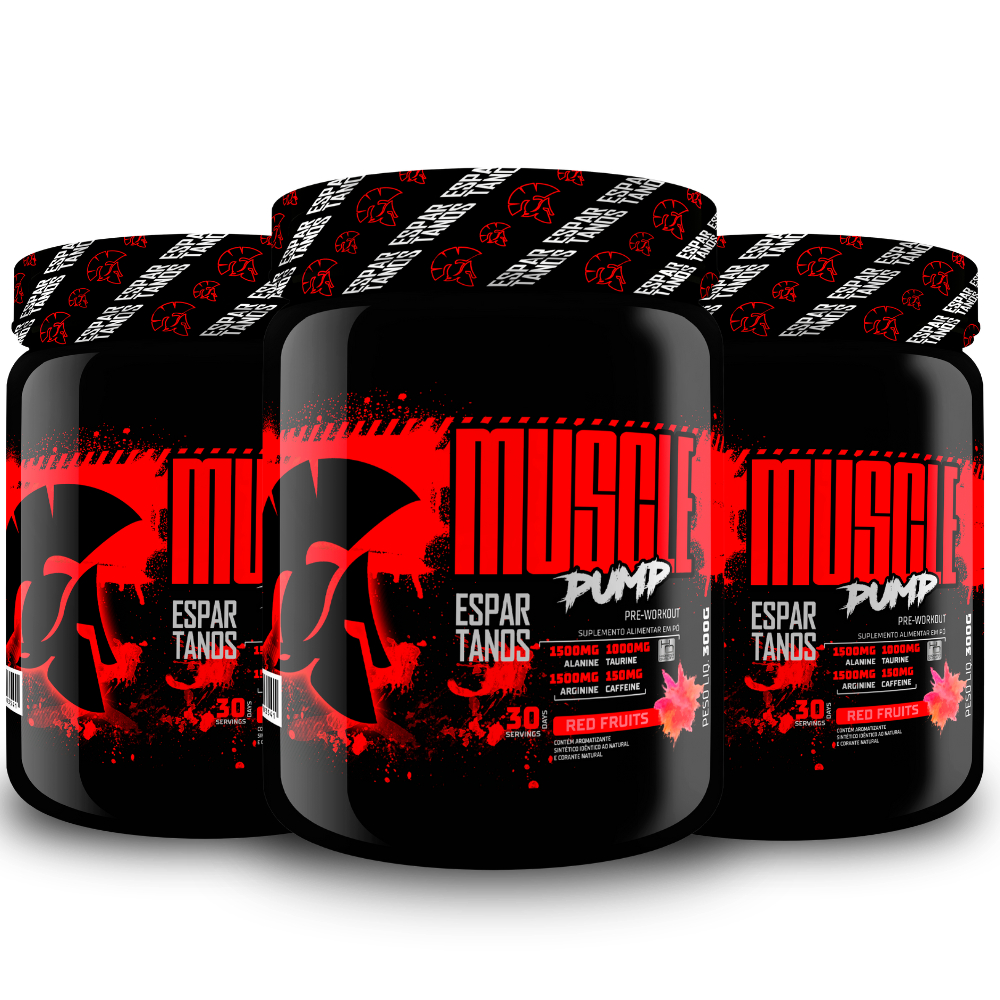Kit 3x Pré Treino Muscle Pump Pre Workout 300g Espartanos Sabor: Frutas Vermelhas em Oferta na Shopee