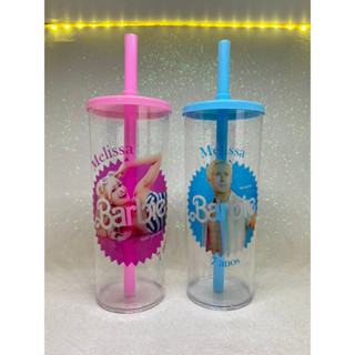Barbie e Ken - Kit 20 Long Drink Glitter C/ Tampa e Canudo Personalizados