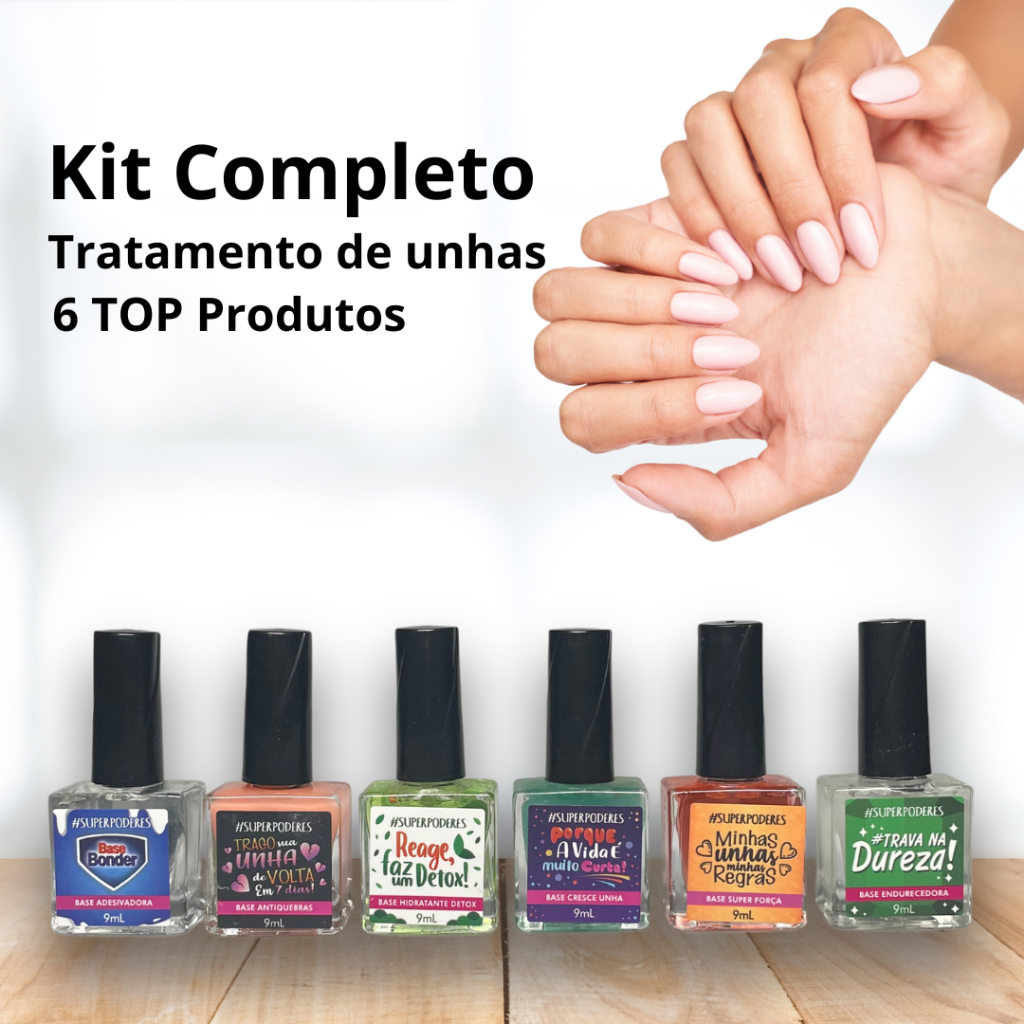 Kit Base de unha | Tratamento | Hidratante | Adesivadora | Endurecedora | Cresce Unha | Super Força | Antiquebras Super Poderes