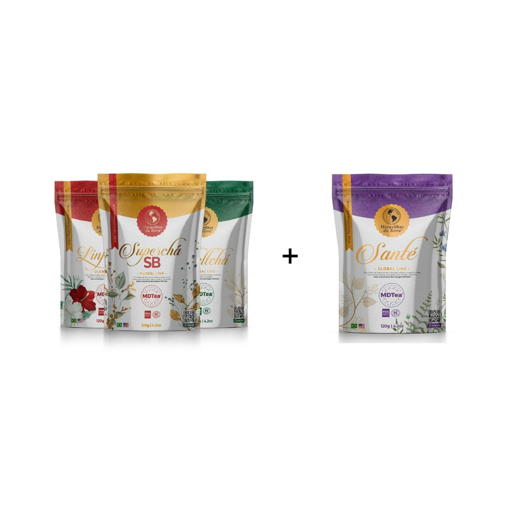 Kit 4 Chás Maravilhas da Terra 1 SB 1 Linfachá 1 Sbeltchá 1 Santé em Oferta na Shopee