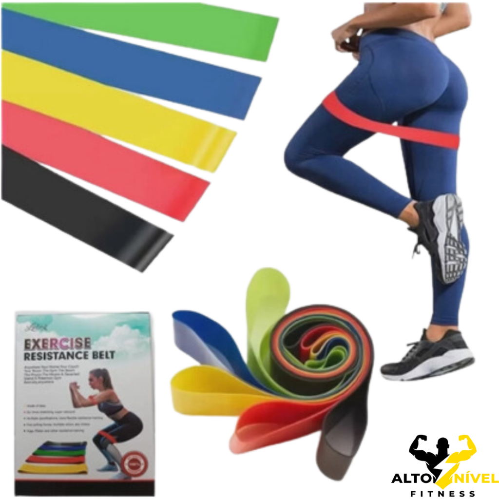 Kit 5 Faixas Elásticas Mini Band Treino Em Casa Exercício