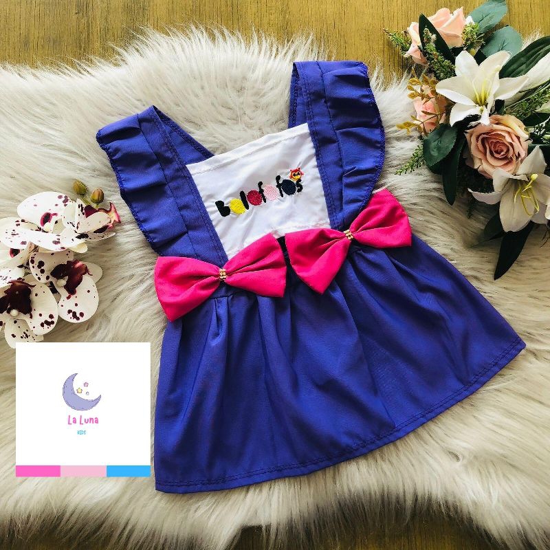 Vestido Salopete Bebê Menina Bolofofos Roupa Mesversario Infantil Fantasia Aniversario Festa Bori