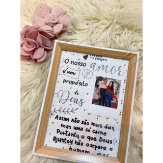 Quadro Decorativo| Tamanho 20x15 cm (folha A5) | Porta Retrato Lettering - Acompanha foto  Quadro Personalizável