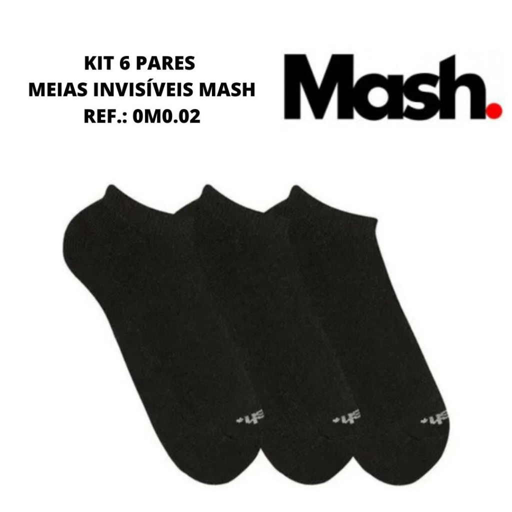 kit c/ 6 pares meias invisível Mash soquete algodão Ref.: 0M0.02 em Oferta na Shopee