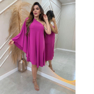 Vestido manga mula Babado manga morcego feminino