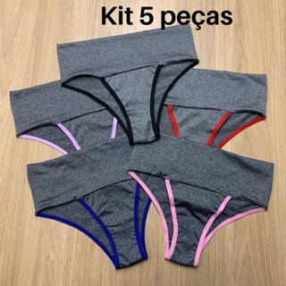 Kit com 5 Calcinhas Cintura Alta Modeladora Compressão