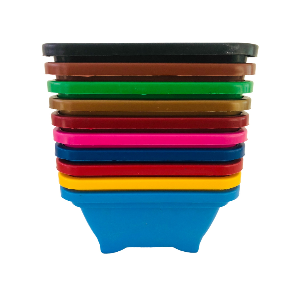 10 Vasos Quadrado 13 x 13 cm 500ml para Suculentas Cactos Bonsai Plantas - Cores em Oferta na Shopee