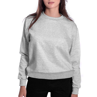 Moletom Blusa Gola redonda Básico Liso Sem Capuz Feminino Masculino Unissex