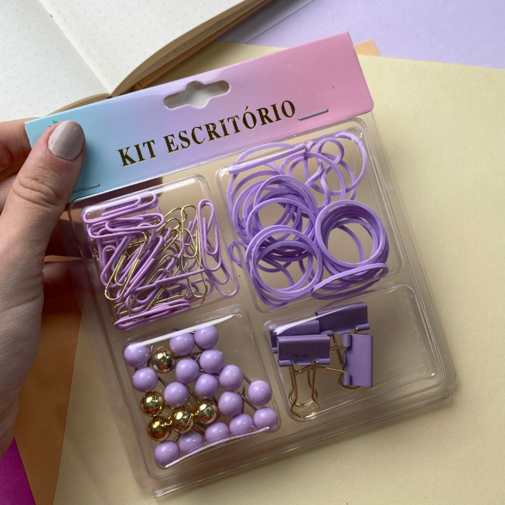 Kit Escritorio (Prendedor 19mm, Tachinha, Elástico e Clips Metálico) - Interponte em Oferta na Shopee