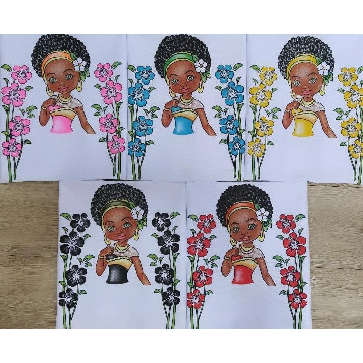 KIT 10 Panos de Prato Boneca Mulatinha 100% Algodão - Cores Diversas em Oferta na Shopee