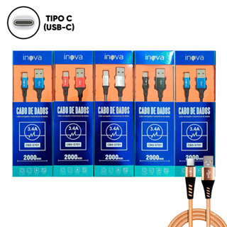Kit 5 Cabos Carregador Tipo C Xiaomi Samsung 2 Metros Reforçado Cores Variadas