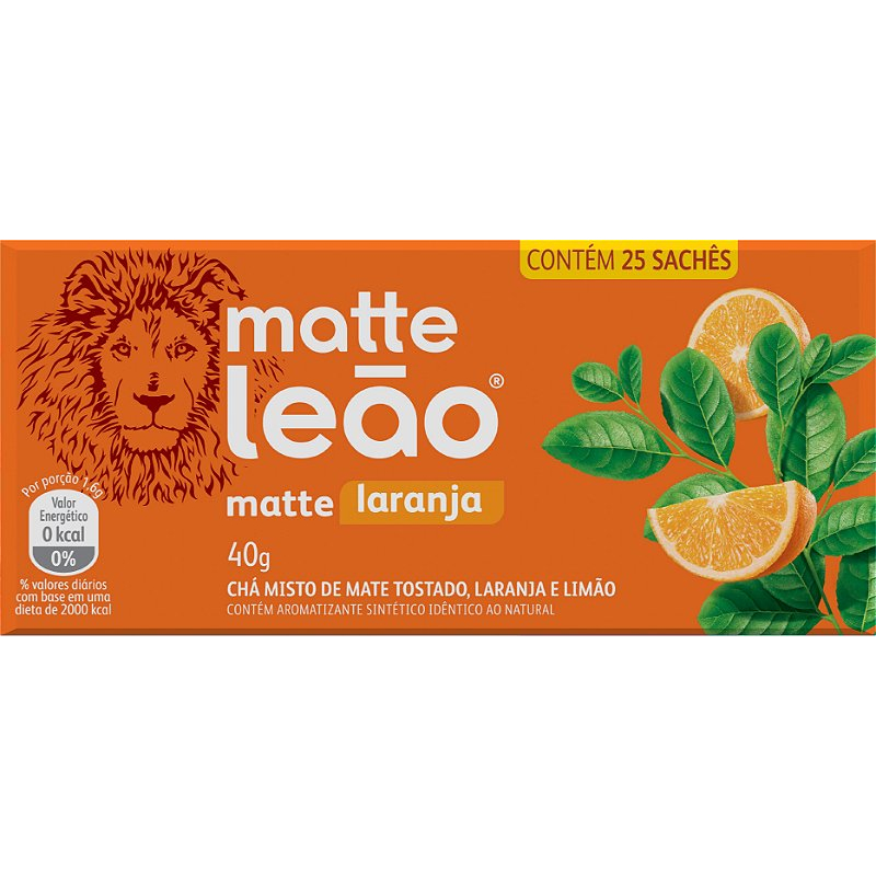 Detalhes do Chá Matte Leão Laranja - Caixa com 25 Sachês