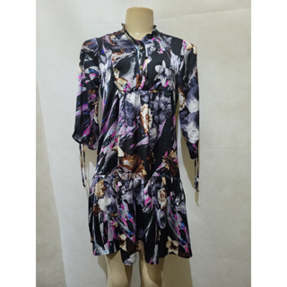 Vestido preto colorido florido AUTENTICADA tam M com transparencia usado bom estado em Oferta na Shopee