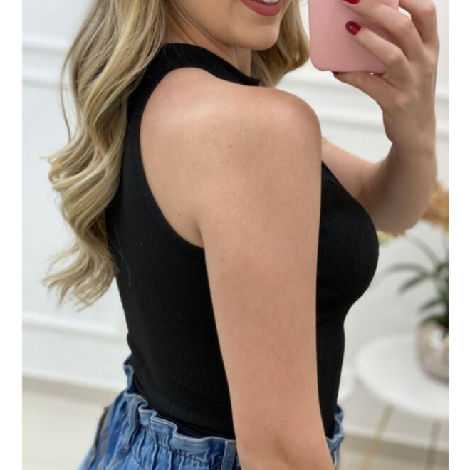 Blusa Feminina Regata C/ Bojo Gola Alta Decote Gota TAM: M 36/40