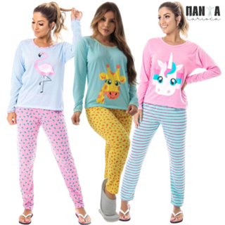 Pijama Premium Manga Longa - Conforto e Estilo para Noites de Inverno Personagens Promoção em Oferta na Shopee