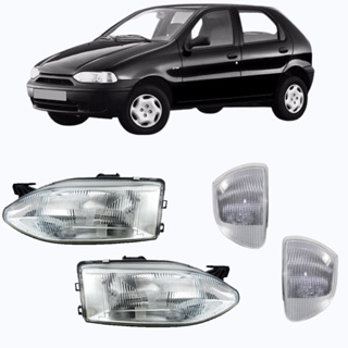 Kit Farol Acrílico Cromado Foco Duplo + Pisca Cristal Palio Strada Weekend 1996 1997 1998 1999 2000 em Oferta na Shopee