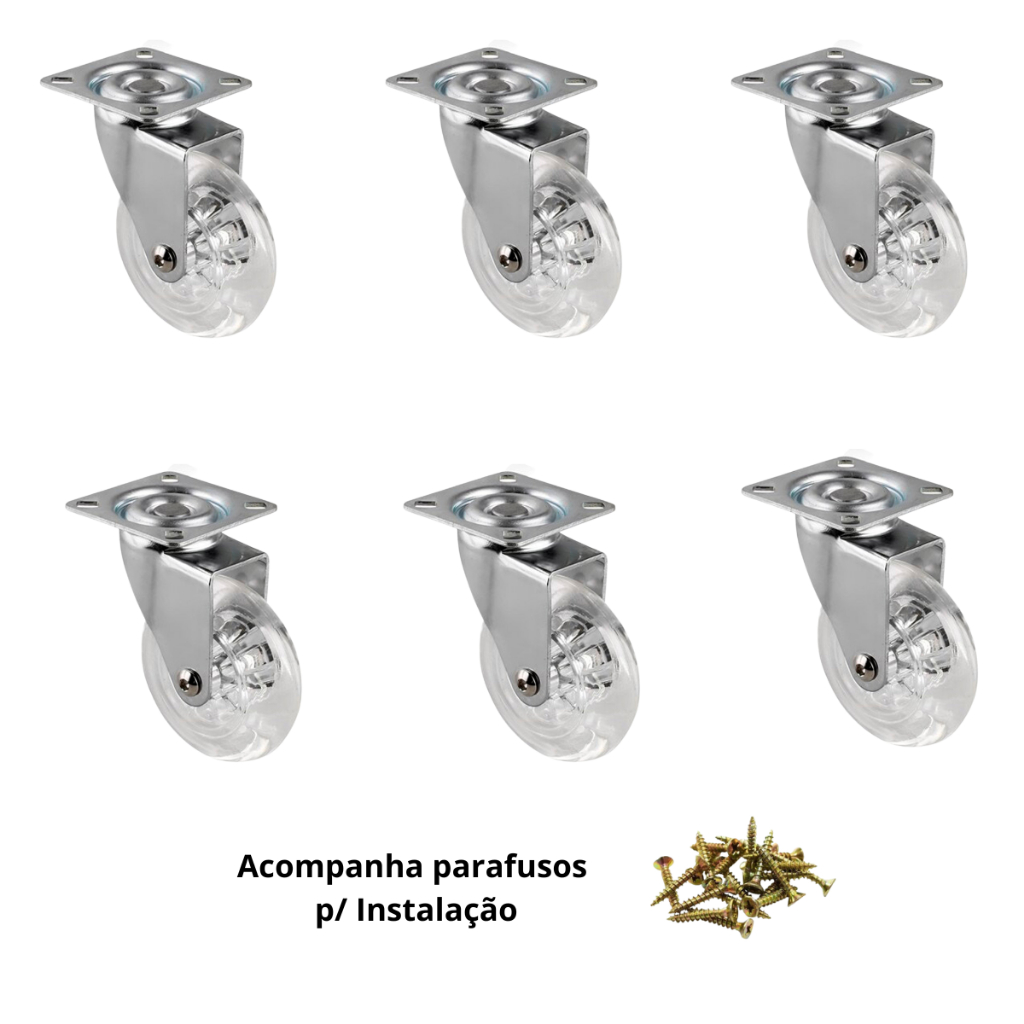 Kit 6 Rodizio Gel Silicone Giratório 50mm Sem Trava Móveis Geral em Oferta na Shopee