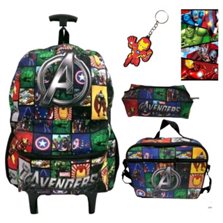 Kit Mochila Rodinha Avengers  Lancheira e Estojo Juvenil Escolar -Toalha e Chaveiro em Oferta na Shopee