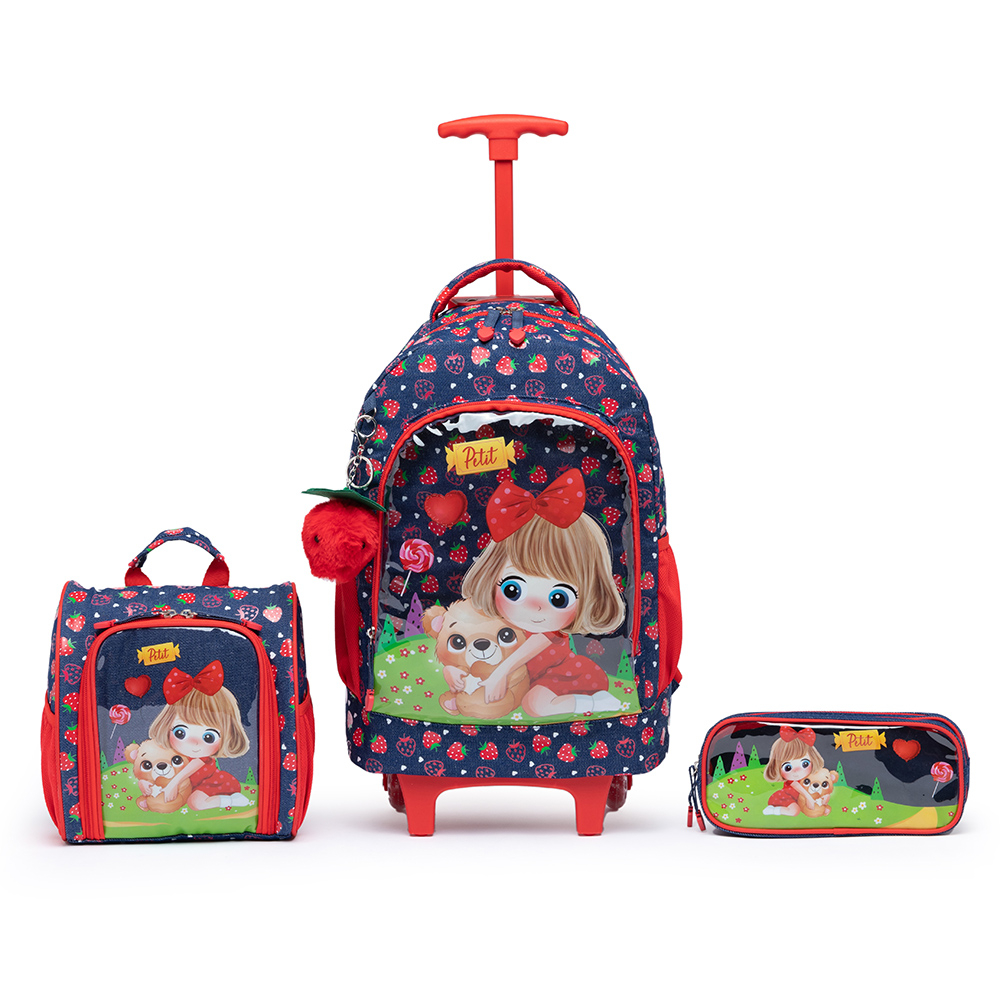 Kit Mochila Escolar Rodinha Infantil Estojo Lancheira em Oferta na Shopee