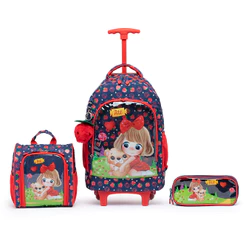 Kit Mochila Escolar Rodinha Infantil Estojo Lancheira Yupe