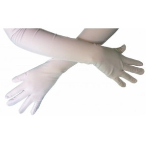 Luvas Lycra Longa Festas Fantasias Unissex Cosplay 40 cm Branca