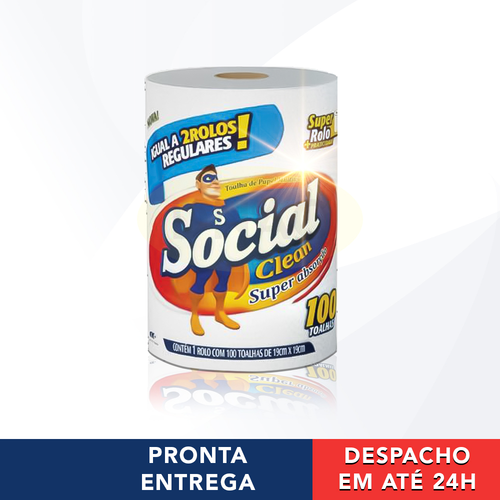100 Toalhas de Papel Rolo Grande Branco Para Cozinha - Social Clean em Oferta na Shopee