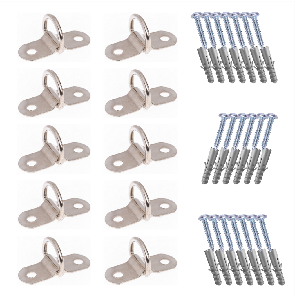 Kit 10 Pitão Para Toldo Chapinha Com Argola Trava De Chão Dobrável Retrátil