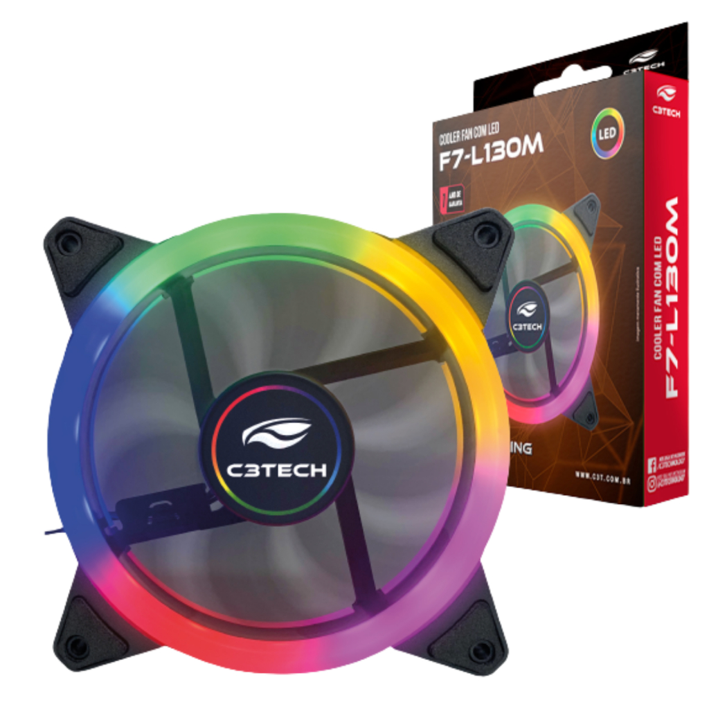 Cooler Fan LED Anel Rgb Molex 12v 120mm 12cm para Gabinete Pc Gamer Ventoinha