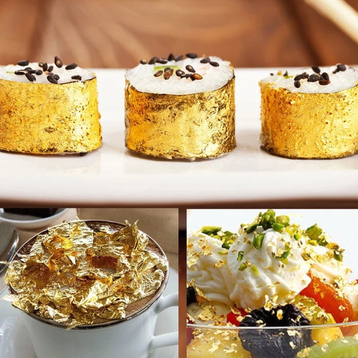 12 Folhas De Ouro Comestível / Facial 24k Genuíno 08x08 Cm