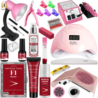 Kit Completo para Extensão de Unhas de Polygel com Sugador Lixadeira Elétrica Mercedes 20.000RPM Cabine Sun 5 Luminária Molde F1 Lixas