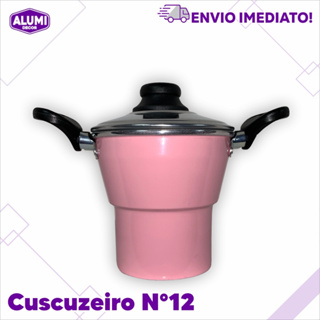 Cuscuzeiro Individual Nordestino Alumínio - Cozimento a vapor - com alça N°12 ROSA em Oferta na Shopee