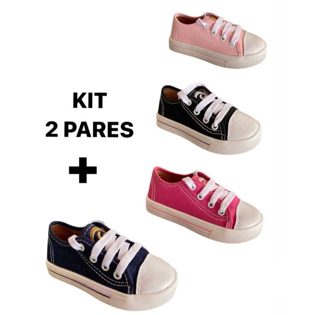 Kit 2 Pares Tênis Infantil Menina e Menino Star Escolar Envio Imediato Promoção em Oferta na Shopee