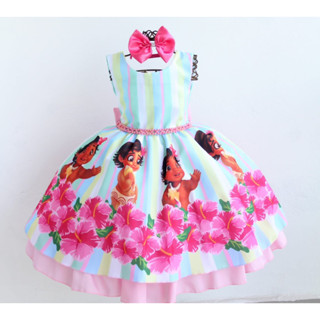 Vestido Infantil Festa Moana Baby Roupa/fantasia com Tiara