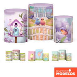Capa Cilindro Festa Decoração Jardim Encantado Veste Fácil em Tecido com Elástico - Diversos Modelos