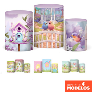 Capa Cilindro Festa Decoração Jardim Encantado Veste Fácil em Tecido com Elástico - Diversos Modelos em Oferta na Shopee