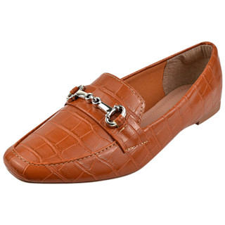 Sapato Mocassim Feminino Croco Sapatilha Rasteira Novo Trabalho Dia a Dia Casual Moderno Confortável Fivela