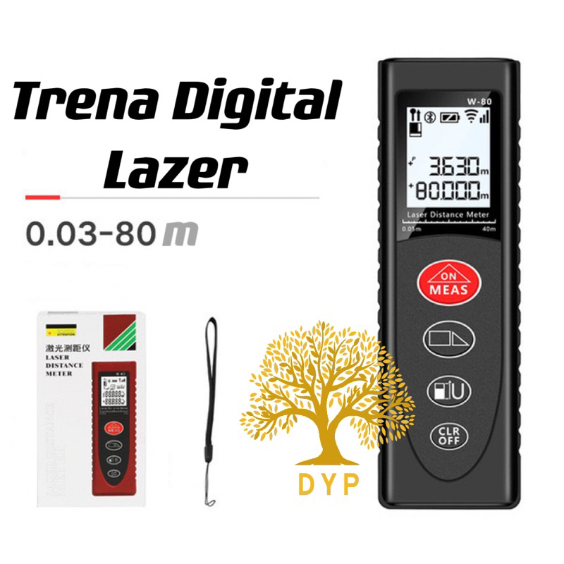 Trena lazer Digital de pilha - Medidor De Distâncias A Laser 40M 60M 80M Até 80m -Ponta entrega