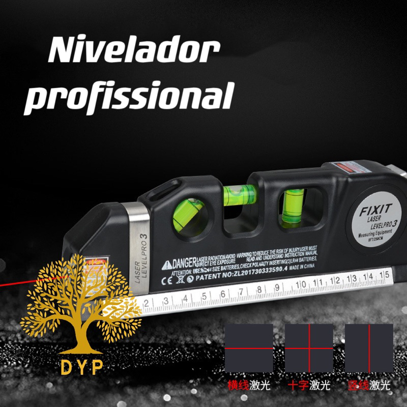 Nível Profissional Estágios Nivelador Pro3Trena Laser Digital Profissional Multiuso 3 Baterias-Pronta entrega
