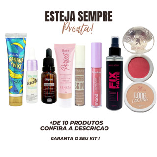 Kit Maquiagem Perfeita Hidratante/Serum/Blindagem/Corretivo/Base/Batom/Fixador matte/Blush e Po compacto