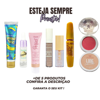 Kit Maquiagem Básica Hidratante/Serum/Base/Corretivo/Lip Oil/Rimel/Blush/Pó compact